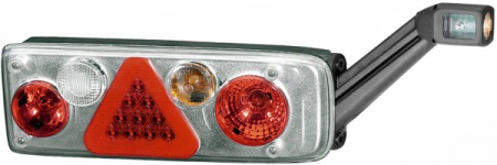 Stopuri - Tripla lampa spate EasyConn-II argintiu P 24V cu sticla neteda, triunghi reflector , cu lumini parcare LED, mufa 7 pini