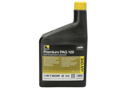 Piese Auto - Ulei sistem clima vehicul ERRECOM, 1L 1 buc, tip racire: R1234yf/R134a, conține colorant UV, service pentru mașini hibride, mentenanta eV, PREMIUM + UV DYE, potrivit  toate modelele