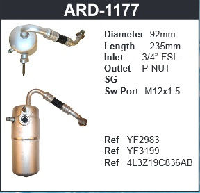 Climatizare - Uscator sistem climatizare (diametru: 92mm, inaltime: 235mm, 3/4"FSL-P-NUT) potrivit FORD