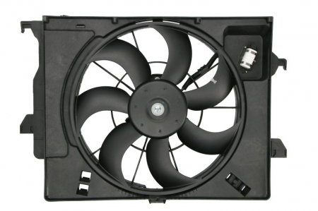Ventilator - Ventilator radiator (cu carcasa, cu controler) potrivit HYUNDAI ACCENT IV, VELOSTER; KIA RIO III 1.4/1.6 11.10-