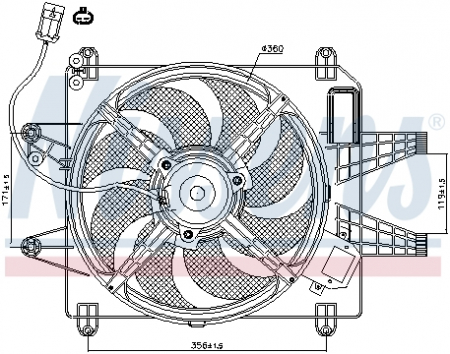 Ventilator - Ventilator radiator (cu carcasa) FIAT BRAVA, BRAVO I, MAREA, MULTIPLA 1.8/1.9D/2.0 intre 1995-2010