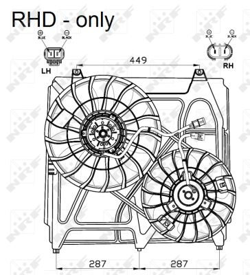 Ventilator - Ventilator radiator (cu carcasa) KIA SORENTO I 2.4/2.5D/3.5 dupa 2002