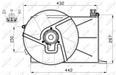 Ventilator - Ventilator radiator (cu carcasa) OPEL COMBO, CORSA B 1.4/1.5D/1.7D intre 1993-2002