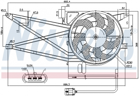 Ventilator - Ventilator radiator (cu carcasa) OPEL VECTRA B 1.6-2.5 intre 1995-2003