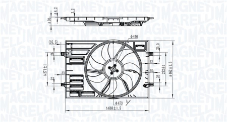 Ventilator - Ventilator radiator potrivit AUDI A3, Q2, Q3, TT; SEAT ATECA, LEON, LEON SC, LEON ST, TARRACO; SKODA KAROQ, KODIAQ I, OCTAVIA III, SUPERB III; VW ARTEON 1.0-Electric dupa 2012 (cu carcasa)