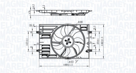 Ventilator - Ventilator radiator (cu carcasa) potrivit AUDI A3, Q2, Q3, TT; SEAT ATECA, LEON, LEON SC, LEON ST, TARRACO; SKODA KAROQ, KODIAQ I, OCTAVIA III, SUPERB III; VW ARTEON 1.0-Electric 04.12-