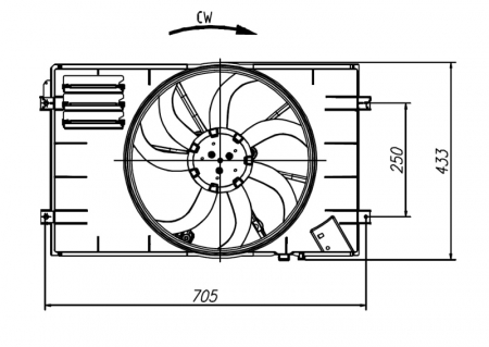 Ventilator - Ventilator radiator potrivit AUDI A3; SEAT ALTEA, ALTEA XL, LEON; SKODA YETI; VW CADDY ALLTRACK, CADDY ALLTRACK/MINIVAN, CADDY III, CADDY III/MINIVAN, CADDY IV 1.2-2.0D dupa 2003 - (cu carcasa)