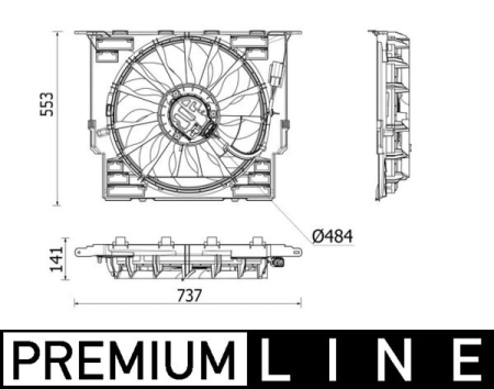 Ventilator - Ventilator radiator potrivit BMW 5 (G30, F90), 5 (G31), 6 GRAN TURISMO (G32) 2.0D/2.0DH dupa 2016 (cu carcasa)