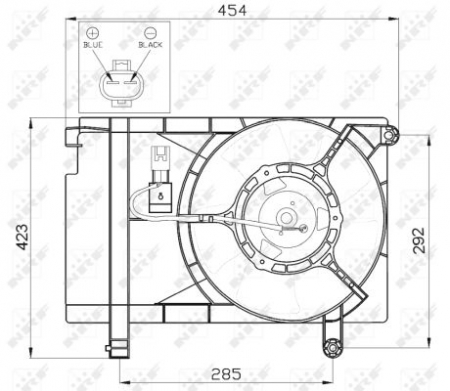Ventilator radiator (cu carcasa) potrivit CHEVROLET AVEO / KALOS; CITROEN BERLINGO/MINIVAN; DAEWOO KALOS, NUBIRA 1.2-1.9D 07.98- [2]