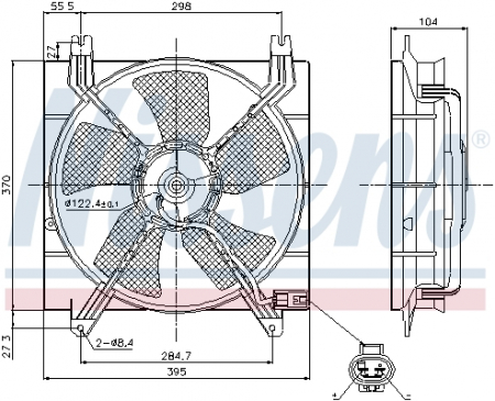 Ventilator - Ventilator radiator (cu carcasa) potrivit CHEVROLET LACETTI, NUBIRA, REZZO; DAEWOO LACETTI, NUBIRA 1.4-2.0 07.03-