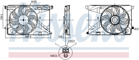 Ventilator - Ventilator radiator potrivit CHEVROLET TRAX; OPEL MOKKA / MOKKA X 1.4/1.4LPG dupa 2012 (cu carcasa)