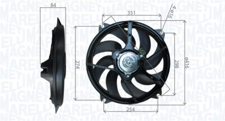 Ventilator - Ventilator radiator potrivit CITROEN BERLINGO, BERLINGO/MINIVAN, XSARA PICASSO; PEUGEOT PARTNER, PARTNER ORIGIN, PARTNER ORIGIN/MINIVAN, PARTNER TEPEE 1.1-2.0D dupa 1996 (cu carcasa)