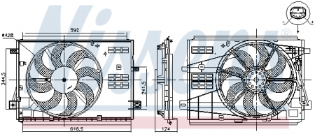 Ventilator - Ventilator radiator (cu carcasa) potrivit DS DS 4 II, DS 7; CITROEN BERLINGO, BERLINGO/MINIVAN, C4 GRAND PICASSO II, C4 PICASSO II, C4 SPACETOURER, C5 AIRCROSS, C5 X, GRAND C4 SPACETOURER 1.2-Electric