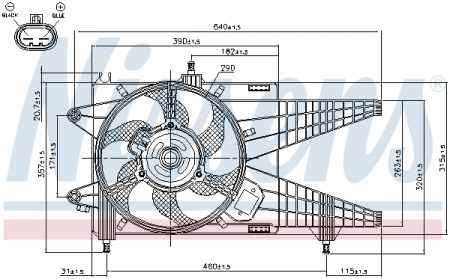 Ventilator - Ventilator radiator (cu carcasa) potrivit FIAT IDEA, PUNTO; LANCIA MUSA, YPSILON 1.3D 06.03-