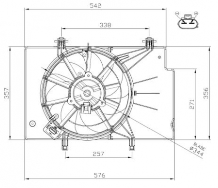 Ventilator - Ventilator radiator potrivit FORD B-MAX, ECOSPORT, FIESTA VI 1.0 dupa 2012 (cu carcasa)