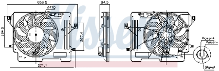 Ventilator - Ventilator radiator (cu carcasa) potrivit FORD C-MAX II, FOCUS III, FOCUS III/HATCHBACK, FOCUS III/KOMBI, GRAND C-MAX, KUGA II, TOURNEO CONNECT V408 NADWOZIE WIELKO 1.0/1.5D 02.12-