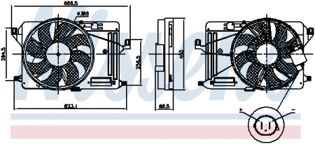 Ventilator - Ventilator radiator (cu carcasa) potrivit FORD C-MAX II, FOCUS III, GRAND C-MAX 1.5D/1.6D 07.10-