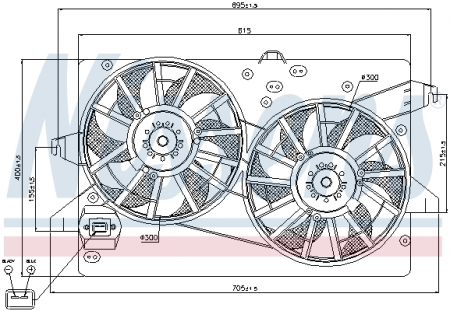 Ventilator - Ventilator radiator (cu carcasa) potrivit FORD COUGAR, MONDEO II, MONDEO III 1.6-2.5 08.96-03.07