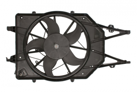 Ventilator - Ventilator radiator potrivit FORD FIESTA V, FUSION; MAZDA 2 1.25-1.6 2001-2012 - (cu carcasa)