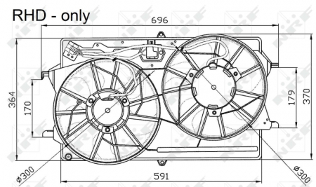 Ventilator - Ventilator radiator potrivit FORD FOCUS I 1.4-2.0 1998-2005 - (cu carcasa)