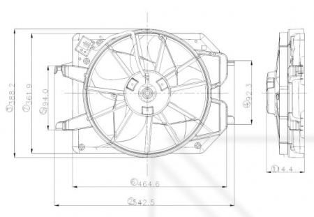 Ventilator radiator (cu carcasa) potrivit FORD FOCUS I, FOCUS I/KOMBI 1.4/1.6/1.6ALK 10.98-03.05 [1]