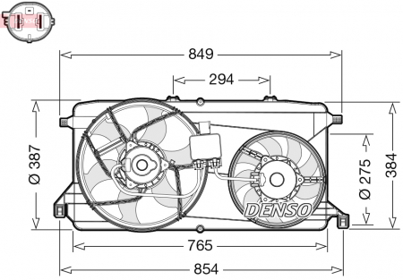 Ventilator - Ventilator radiator (cu carcasa) potrivit FORD TRANSIT, TRANSIT TOURNEO 2.2D/2.3 04.06-12.14