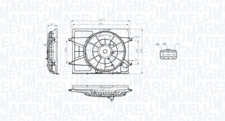 Ventilator - Ventilator radiator (cu carcasa) potrivit HYUNDAI ELANTRA IV, I30 1.4-2.0 06.06-06.12