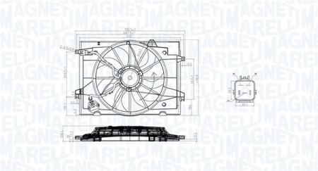 Ventilator - Ventilator radiator (cu carcasa) potrivit HYUNDAI TUCSON; KIA SPORTAGE II 2.0-2.7 06.04-12.10