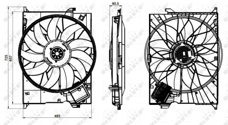 Ventilator radiator (cu carcasa) potrivit MERCEDES CLK (C209), CLS (C219), E T-MODEL (S211), E (W211), S (C216), S (W221), SLR (R199) 3.0D-6.2 11.02- [3]