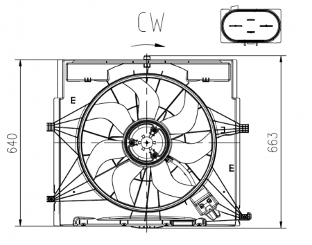 Ventilator - Ventilator radiator (cu carcasa) potrivit MERCEDES MARCO POLO CAMPER (W447), SPRINTER 3,5-T (B907, B910), SPRINTER 3-T (B910), SPRINTER 3-T (B910, B907), SPRINTER 4-T (B907, B910) 2.2D 03.14-