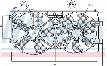 Ventilator radiator (cu carcasa) potrivit MITSUBISHI LANCER VII, LANCER VIII, OUTLANDER II 1.6-3.0 09.03- [2]