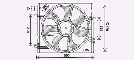 Ventilator radiator potrivit NISSAN QASHQAI II, X-TRAIL III 1.2-1.6D dupa 2013 (cu carcasa) [1]