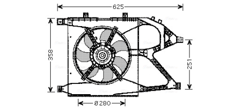 Ventilator - Ventilator radiator (cu carcasa) potrivit OPEL COMBO TOUR, COMBO/MINIVAN, CORSA C, CORSA C/HATCHBACK, TIGRA 1.0-1.8 09.00-