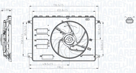 Ventilator - Ventilator radiator (cu carcasa) potrivit VOLVO V70 III, XC60 I; FORD GALAXY II, KUGA I, MONDEO IV, S-MAX 1.8D-2.5 05.06-02.17