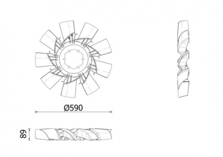 Ventilator radiator (diameter 590mm, numar lame 9) EURO 6 potrivit VOLVO FH II, FH III, FH16 III D13C420-MDS2043A 10.17- [1]