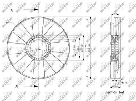 Ventilator - Ventilator radiator (diameter 750mm, numar lame 8) potrivit MERCEDES ACTROS, ACTROS MP2 / MP3 OM541.920-OM542.969 04.96-