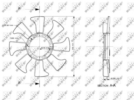 Ventilator - Ventilator radiator (diametru 415 mm, cu 8 palete) MITSUBISHI L300 III, PAJERO II 4D56(8V)-6G74(SOHC24V) intre 1986-2006