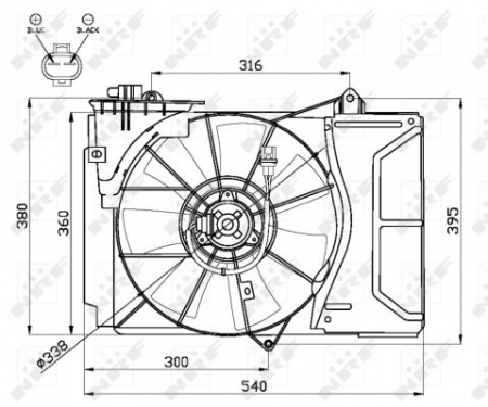 Ventilator radiator Dreapta (cu carcasa) potrivit TOYOTA STARLET, YARIS 1.0-1.5 01.96-11.05 [1]