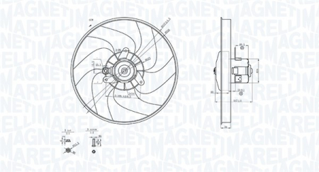 Ventilator - Ventilator radiator Dreapta potrivit CITROEN BERLINGO, BERLINGO/MINIVAN, XSARA; PEUGEOT 306, 406, PARTNER, PARTNER/MINIVAN 1.5D-2.0D 05.93-12.15