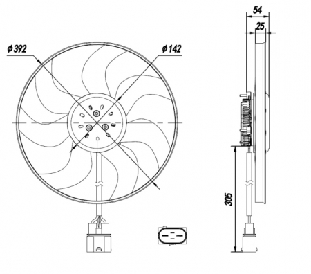 Ventilator radiator potrivit AUDI A1; SEAT IBIZA IV, IBIZA IV SC, IBIZA IV ST, TOLEDO IV; SKODA FABIA II, FABIA III, RAPID, ROOMSTER, ROOMSTER PRAKTIK; VW POLO, POLO V 1.0-1.6D 12.06- [2]