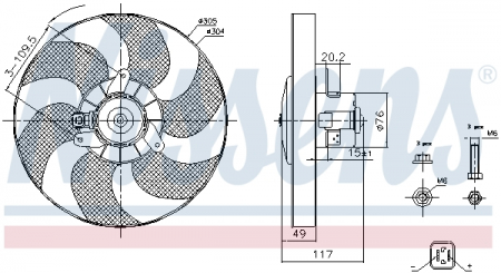 Ventilator - Ventilator radiator potrivit CITROEN BERLINGO, BERLINGO/MINIVAN, XSARA; PEUGEOT PARTNER, PARTNER/MINIVAN 1.1-2.0 1996-2015