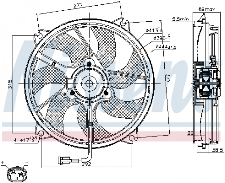 Ventilator radiator potrivit CITROEN BERLINGO/MINIVAN, C5, C5 I, C8, JUMPY; FIAT SCUDO, ULYSSE; LANCIA PHEDRA; PEUGEOT 307, 807, EXPERT, EXPERT TEPEE; TOYOTA PROACE 1.4-3.0 07.98- [0]