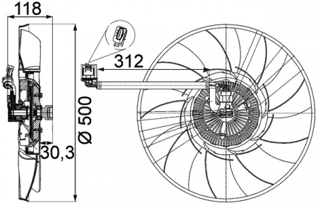 Ventilator radiator potrivit LAND ROVER DISCOVERY III, RANGE ROVER III, RANGE ROVER SPORT I 3.6D/4.4 03.02-03.13 [1]