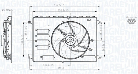 Ventilator - Ventilator radiator potrivit VOLVO V70 III, XC60 I; FORD GALAXY II, KUGA I, MONDEO IV, S-MAX 1.8D-2.5 05.06-02.17