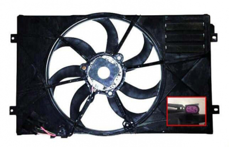 Piese Auto - Ventilator radiator Stanga (cu carcasa) potrivit AUDI A3; SEAT ALTEA, ALTEA XL, LEON, TOLEDO III; SKODA OCTAVIA II, SUPERB II; VW AMAROK, CADDY III, CADDY III/MINIVAN 1.4-2.0D 11.99-05.22