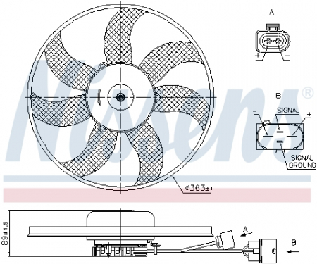 Ventilator - Ventilator radiator Stanga potrivit AUDI A1, A3, TT; SEAT ALTEA, ALTEA XL, IBIZA IV SC, LEON, TOLEDO III; SKODA OCTAVIA II, SUPERB II, YETI; VW BEETLE, CADDY ALLTRACK 1.0-3.6 dupa 2003