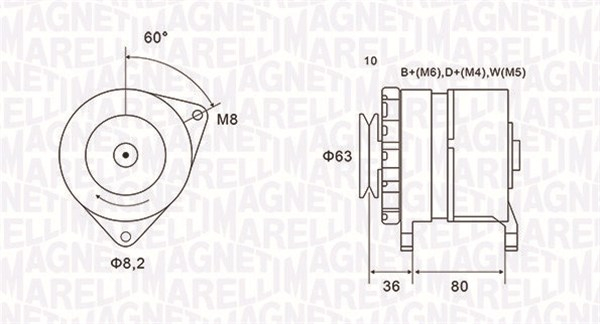 Alternator potrivit FORD ESCORT CLASSIC, ESCORT IV, ESCORT V, ESCORT VI, FIESTA II, FIESTA III, ORION III; LAND ROVER DEFENDER; LDV SHERPA 1.4-3.5