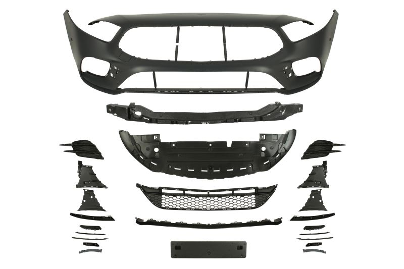Bara (Fata, grund, AMG STYLING, cu grilaje; cu valabilitate, orificii senzor parcare, grund) potrivit MERCEDES A-KLASA W177 2018-2022