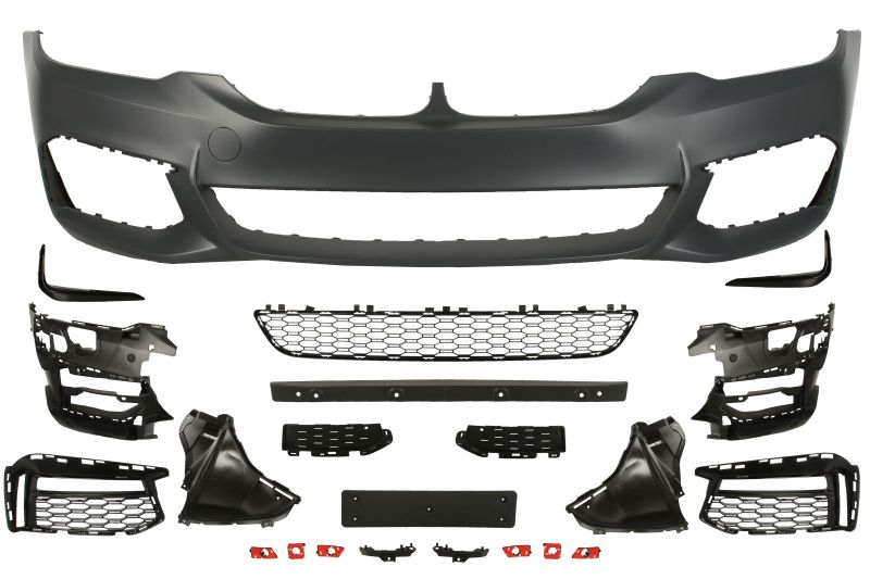 Bara (Fata, grund, M-PAKIET, cu grilaje, cu orificii proiector ceata, grund) potrivit BMW 5 G30, G31, G38, F90 2017-2020