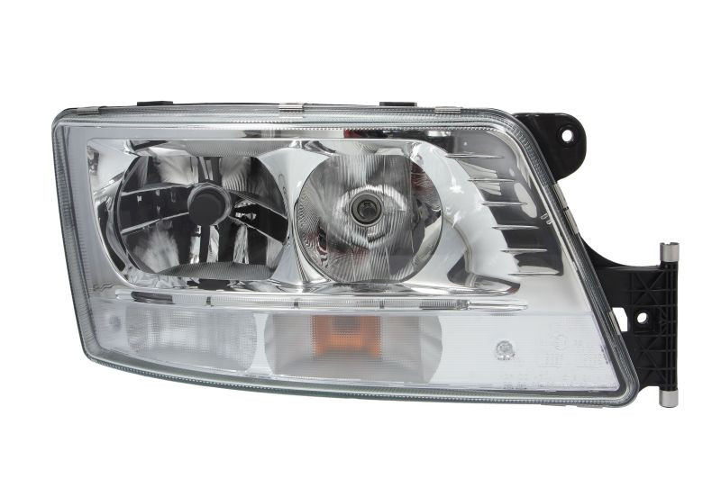 Far dreapta EURO 6 potrivit MAN TGX I 2016-2021 (2 LED D1R H7 PY21W, electric, cu motor, cu lumina de zi, culoare insert: crom platinat, culoare